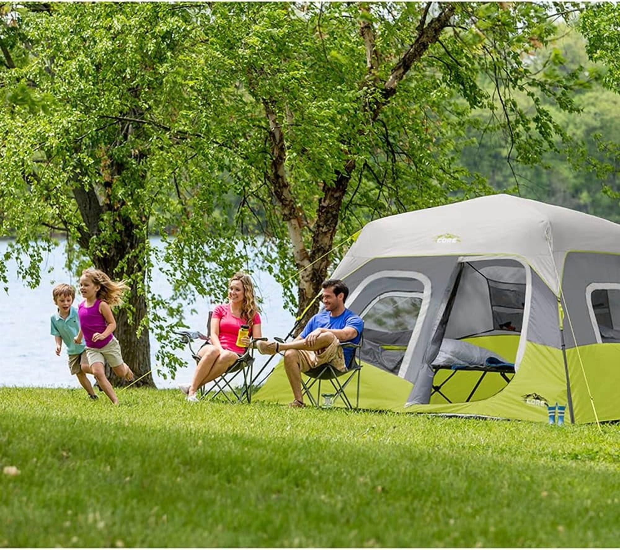 CORE 11' x 9' 6 Person Instant Cabin Camping Tent, 23lbs, Light Gray