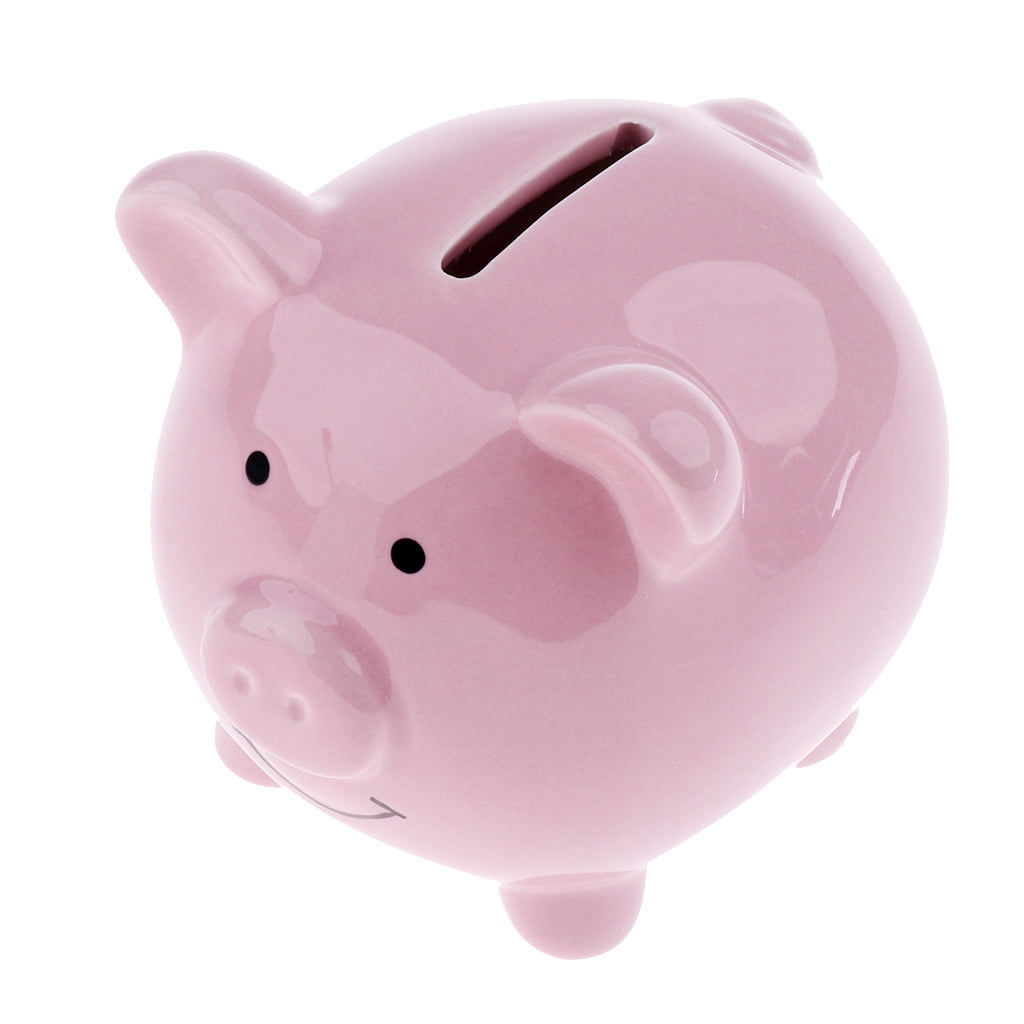 Adorable Ceramic Kids Piggy Bank Saving Fund Fun Gift S-Pink Pig Shape 