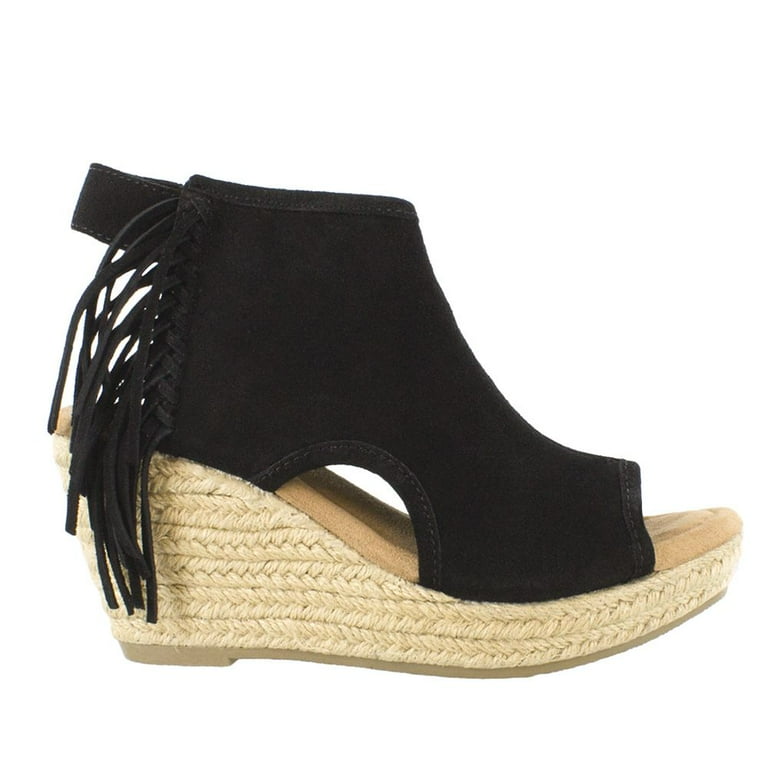 minnetonka womens black blaire fringe wedges Walmart