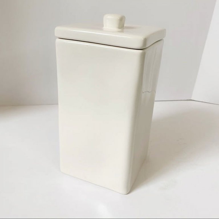 Rae Dunn Ceramic Canister RICE LL Letter Ceramic Square Canister with Lid