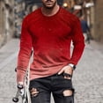 thumbnail image 3 of Wrtxtat Ombre Tops for Men Casual Tie Dye Gradient Print Long Sleeve Overszied Crewneck Pullover Sweatshirts Big and Tall Regular Fit Athletic Workout Tees Shirt Red#01 XL, 3 of 5