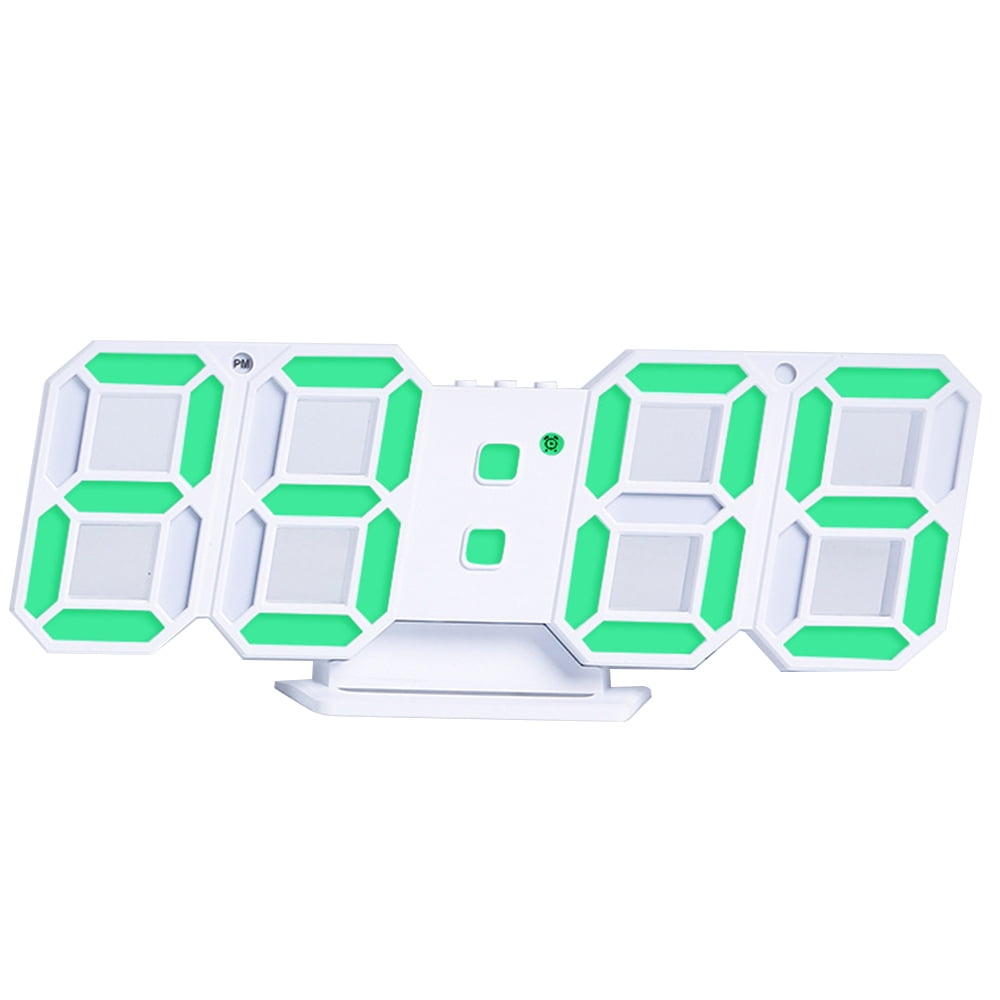 LED Digital Number Wall Clock 3D Display Brightness Alarm Snooze Timer Clock M 