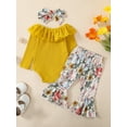 thumbnail image 4 of Canis Newborn Baby Girls Cotton Tops Romper Floral Pants 3Pcs Outfits Set Clothes, 4 of 8