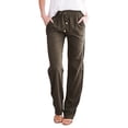 thumbnail image 2 of Women's Solid Color Casual Trousers in Soft Cotton with Pockets Comfortable Long Pants for Everyday Wear, 2 of 6