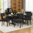 thumbnail image 6 of DONICK T-Shape Back Upholstered Dining Chairs Set of 4,Lambswool Fabric Modern Wooden Armless Side Chair for Dining Room Kitchen Living Room Bedroom(Black), 6 of 11