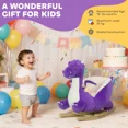 thumbnail image 5 of Kid's Plush Dragon Rocking Horse, Purple with Roaring Sounds 3-Point Safety Belt, Solid Wood Base 55 lbs Capacity for 12+ Months 18-36 Months Toddlers, 5 of 7