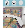 thumbnail image 3 of Twin Quilt Bedding Set, Purple Dragonfly Reversible Summer Quilt 3 Pieces, Colorful Flowers Watercolor Chic Floral Plant Lightweight Bedspreads Coverlets with 2 Pillow Shams for All Seasons, 3 of 5