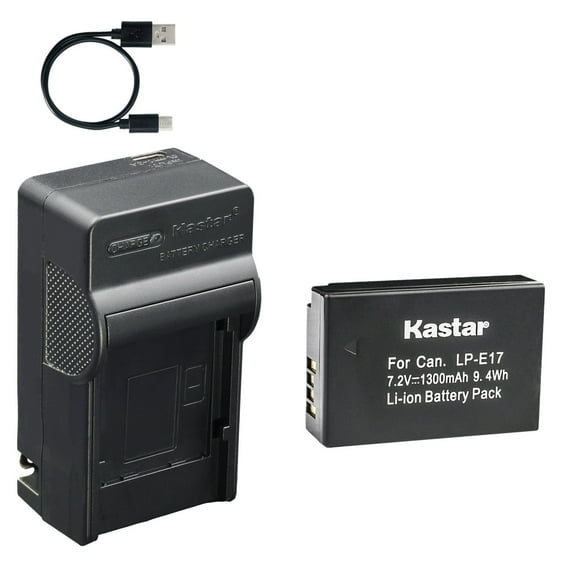 Kastar 1-Pack Battery and AC & USB-C Charger, Compatible with Canon LP-E17, EOS Rebel T6i, T7i, T8i, SL2, SL3, EOS M3, M5, M6, M6 Mark II, 77D, 200D, 250D, 800D, RP, R8, R10, R50, R50 V, R100 Camera