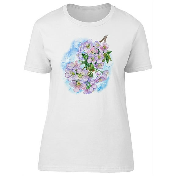 Apple Blossom Watercolor T-Shirt Women -Image by Shutterstock, Female XX-Large