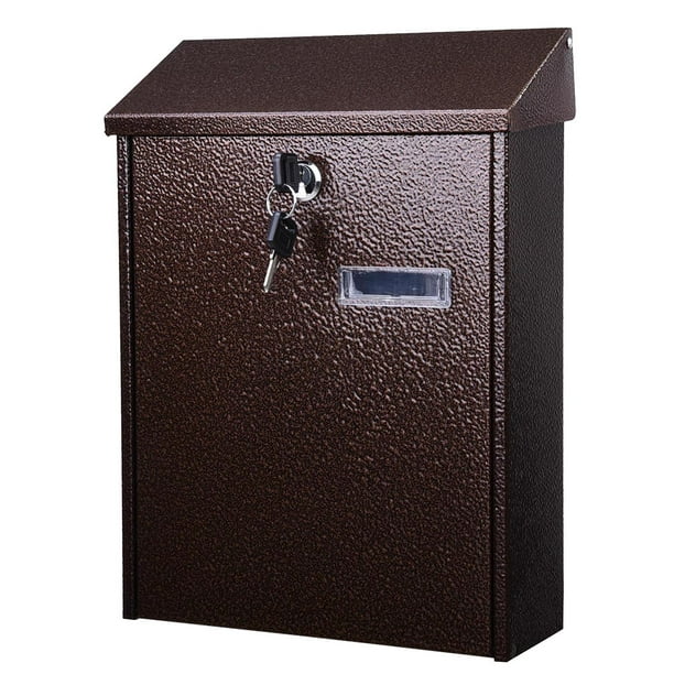 Yescom Wall Mount Steel Mail Box Lockable Letterbox W Retrieval Door 2 Keys Home Office Post Security Outdoor Com - Wall Mounted Lockable Box