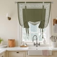 thumbnail image 2 of Olive Green Abstract Art Tie Up Curtains, Geometric Greek Key Country Farm Adjustable Rod Pocket Balloon Curtains Light Blocking Window Treatment for Kitchen Living Room Bedroom, 52 × 45 In, 2 of 9