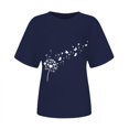 thumbnail image 4 of Women's Short Sleeve T-shirt Women'S Spring Round Neck Dandelion Printed Loose Casual Short Sleeved T Shirt,Blue Women's Short sleeve T-shirt L, 4 of 5