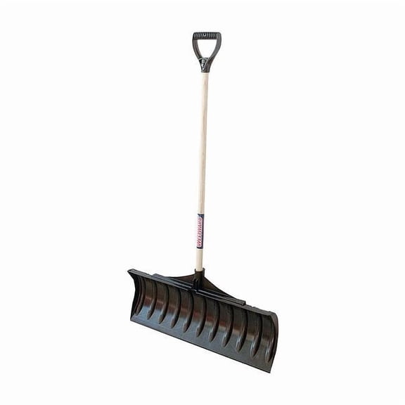 Snow Shovel, 30 in W x Plastic Blade, 43 1/4 in L Wood Handle