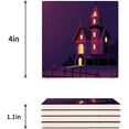 thumbnail image 3 of FMSHPON Halloween Purple Castle Set of 8 Coaster for Drinks, Absorbent Ceramic Stone Coasters Cup Mat with Cork Base for Home Kitchen Room Coffee Table Bar Decor, 3 of 4