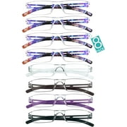 8 Pairs Reading Glasses, Blue Light Blocking Glasses, Computer Reading Glasses for Women and Men, Fashion Square Eyewear Frame (4color 4bluefloral, 1.00 Magnification)