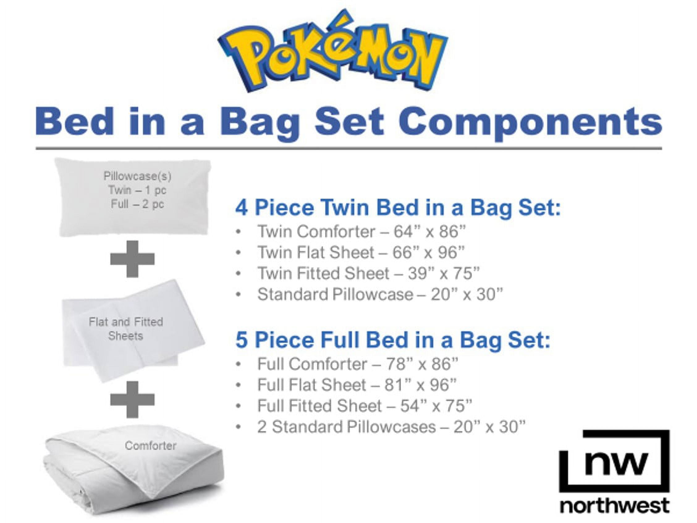 Pokemon Friendly Battle Twin Bed In Bag Set