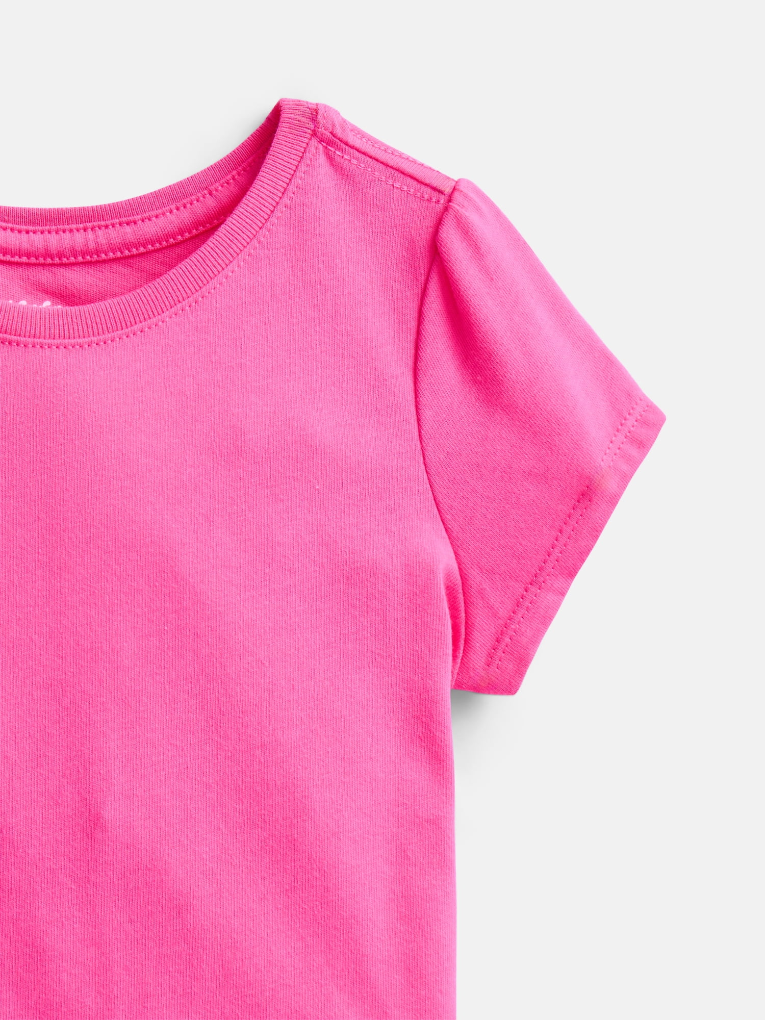 Wonder Nation Baby and Toddler Girls Tee with Short Puff Sleeves, Sizes 0M–5T