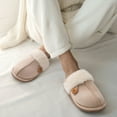 thumbnail image 2 of Litfun Fuzzy Slippers for Women Memory Foam Winter Warm House Shoes Indoor Outdoor, Apricot, Size 9-10, 2 of 7