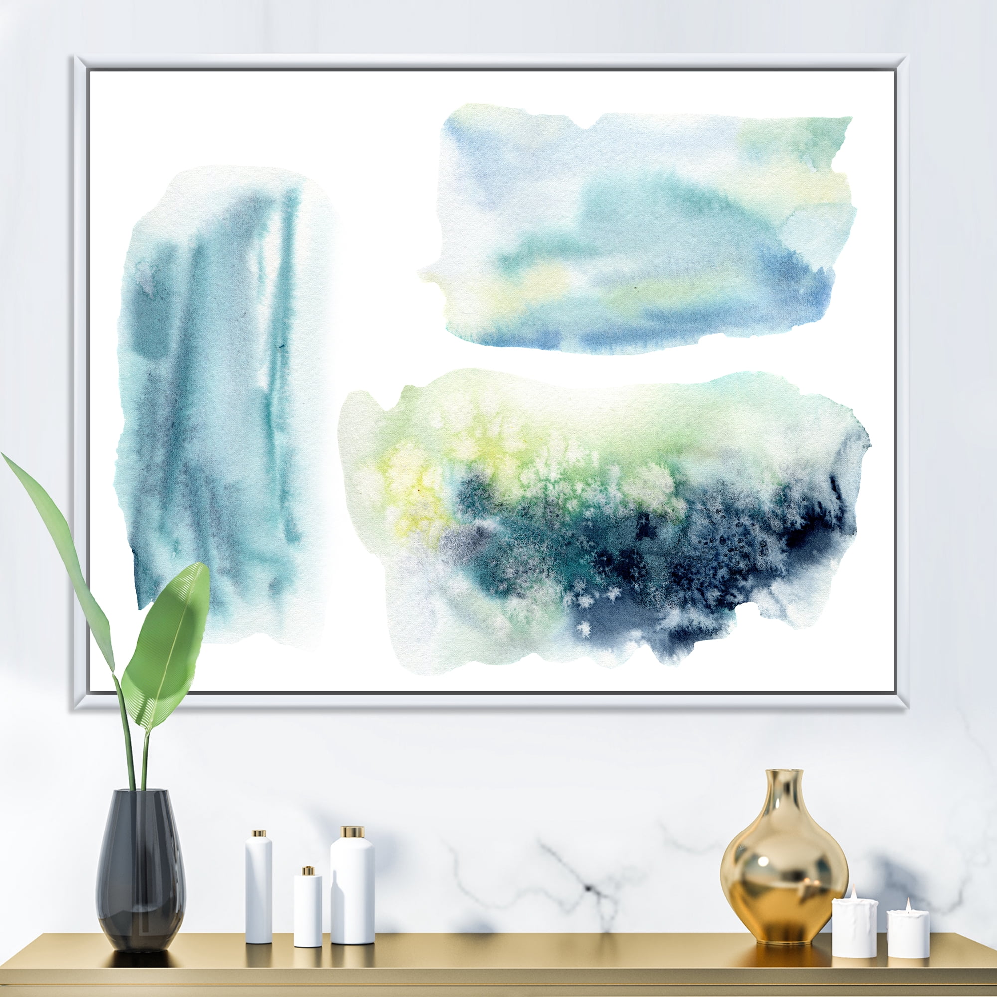 Designart 'Abstract Clouds Underwater' Modern Framed Canvas Wall Art Print
