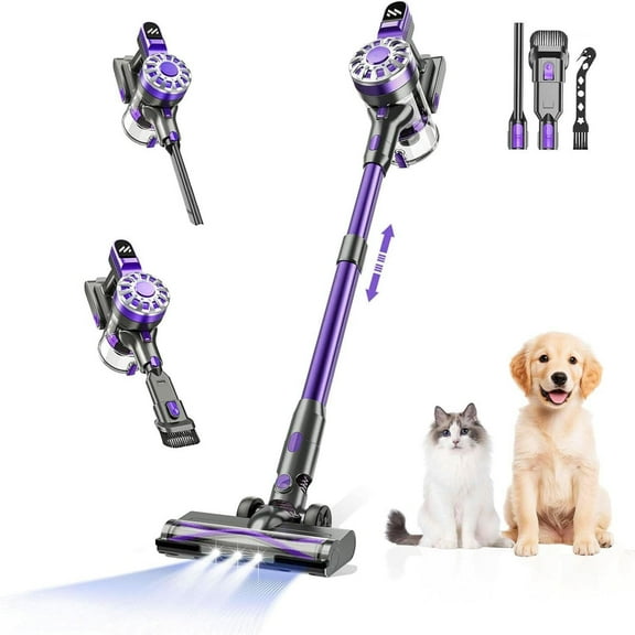 Cordless Vacuum Cleaner with Super Suction, Lightweight Stick Vacuum with 35 Mins Runtime, Rechargeable Cordless Vacuum for Carpet, Tile, Pet Hair, Hardwood Floors