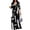 Black White, variant on Women's V Neck 3/4 Sleeve African Floral Printed Party Loose Long Maxi Dress with Belt