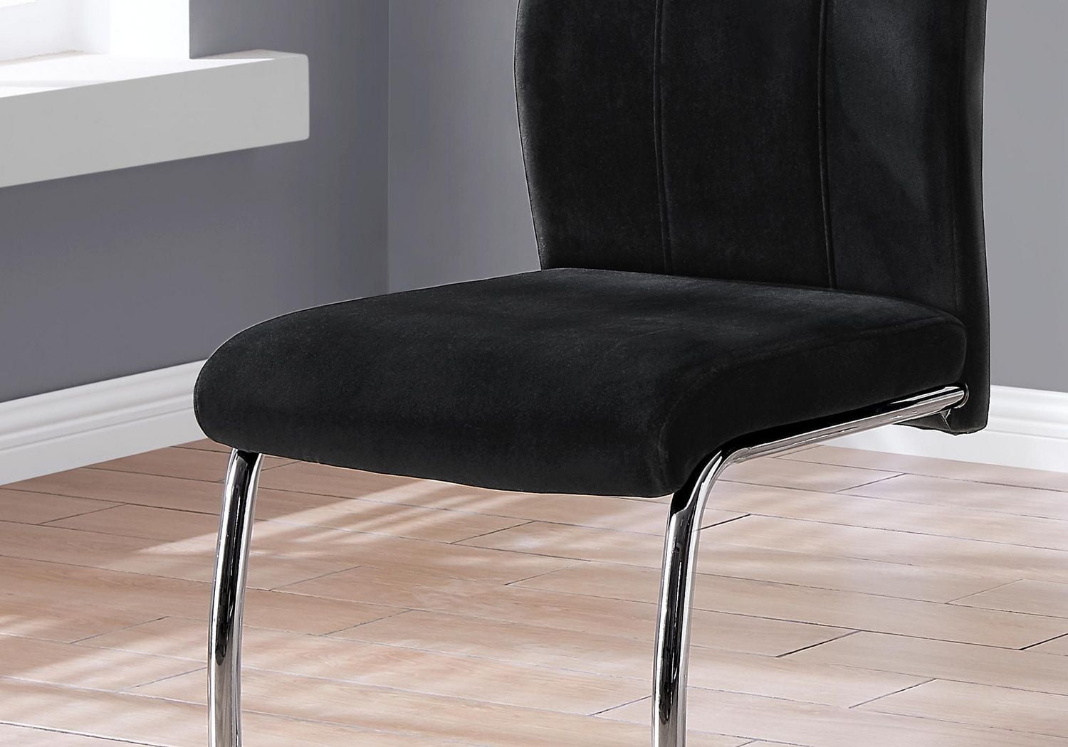 Monarch Specialties Dining Chair, Set Of 2, Side, Upholstered, Kitchen, Dining Room, Velvet, Metal, Black, Chrome, Contemporary, Modern