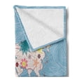thumbnail image 2 of Floral World Map Soft Flannel Fleece Throw Blanket, Blossom Atlas Continents Ecology Peace Nature Design Travel Theme, Cozy Plush for Indoor and Outdoor Use, 60" x 80", Pale Blue White, by Ambesonne, 2 of 5