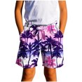 thumbnail image 2 of Fesfesfes Boys and Girls' Casual Printed Summer Shorts Adjustable Waist Beach Swim Shorts for Kids,Comfortable Playwear for Pool,Vacation(Purple#6,9-10 Years), 2 of 6
