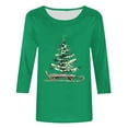 thumbnail image 4 of HOMBOM Womens Shirts Crewneck Festive Christmas Reindeer Graphic Xmas 3/4 Sleeve Tee Shirts for Female Green, 4 of 5