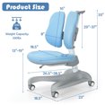 thumbnail image 2 of Gymax Kids Study Desk Chair Adjustable Height Depth w/Sit-Brake Casters Blue, 2 of 10
