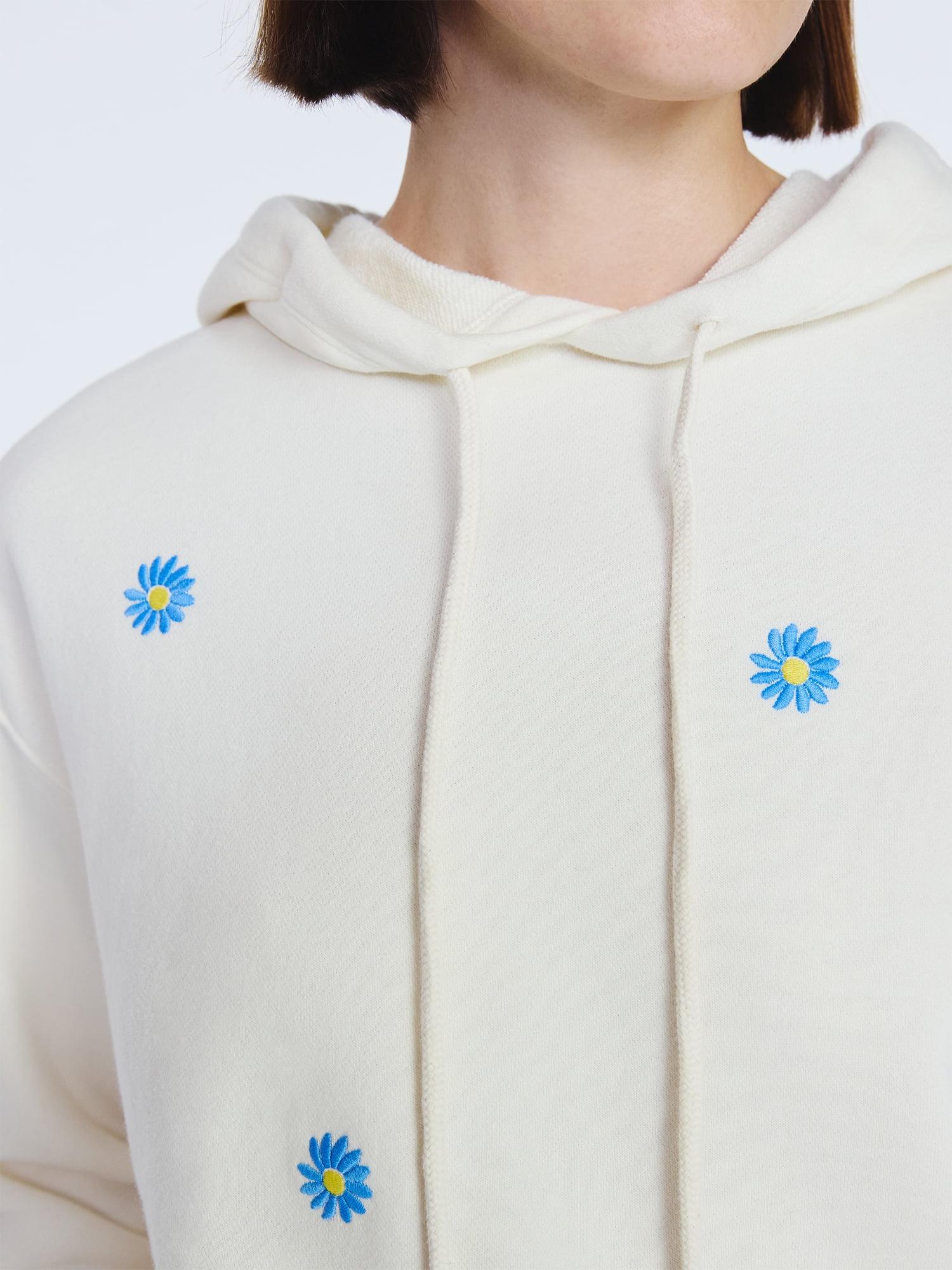 Free Assembly Women’s and Women’s Plus Cropped Embroidered Pullover Hoodie Sweatshirt, Sizes XS-4X