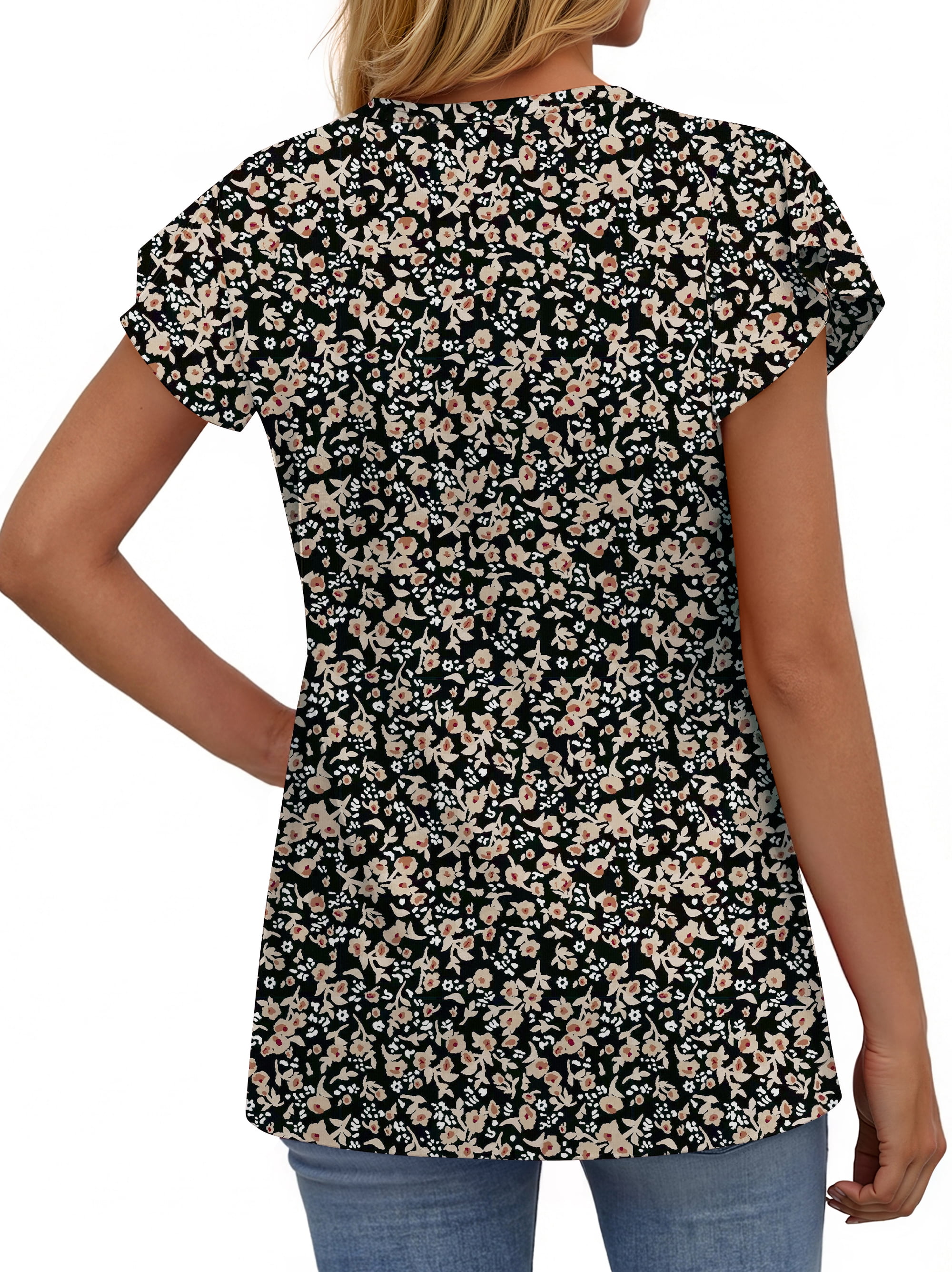 Fantaslook Womens Tops V Neck Short Sleeve Summer Shirts Babydoll Peplum Tops Tunic Dressy Casual Blouses