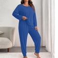 thumbnail image 2 of Women Oversize 2 Piece Loungewear Sevevn Set Long Sleeve Pocket Top Jogger Pants Soft Casual Sleep Outfit Multiple Solid Shades, 2 of 4