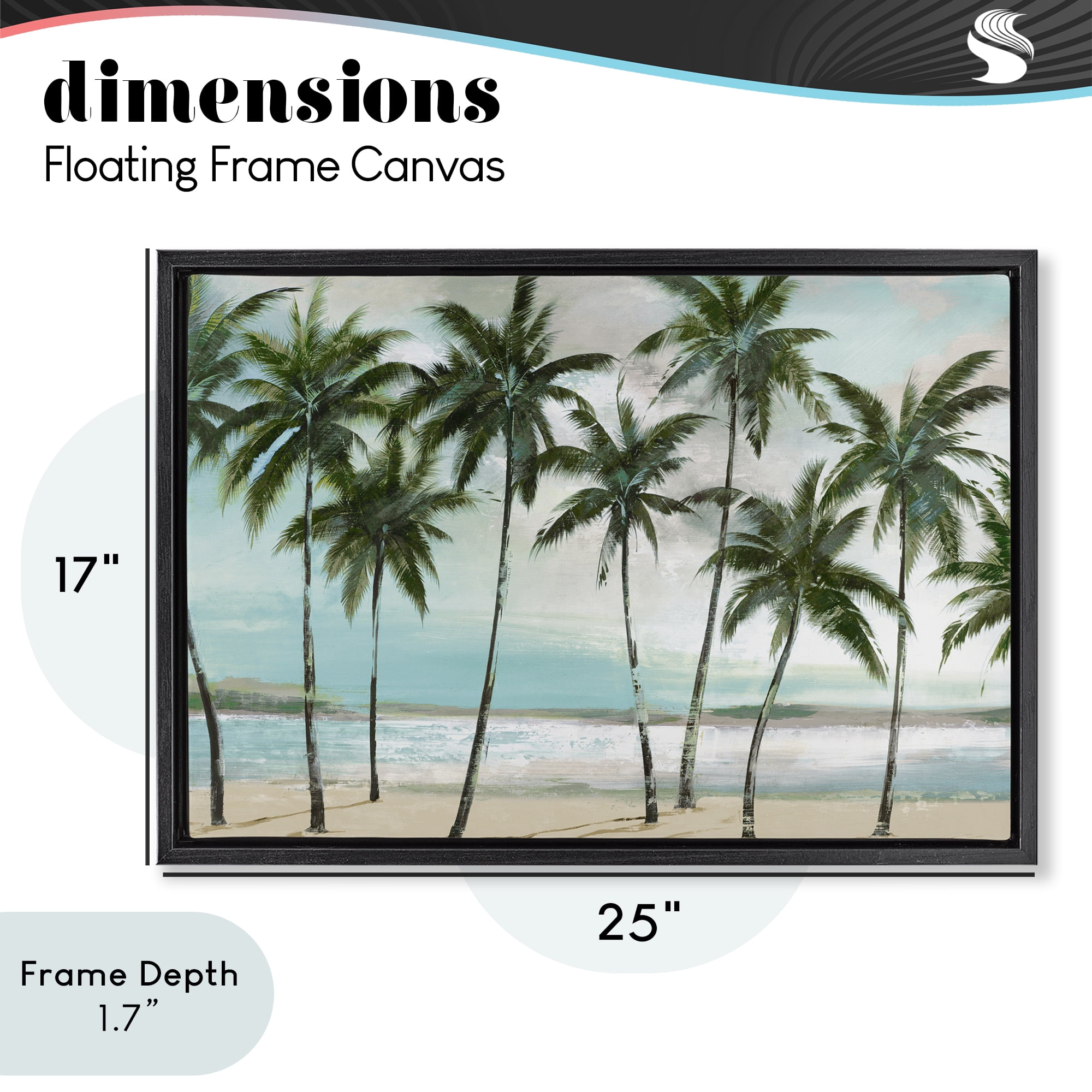 Stupell Industries Palms in A Row Coastal Black Framed Floater Canvas Wall Art, design by Lorenzo Collective