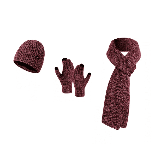 Gorro Bufanda Guante Conjunto Térmico Invierno Frio Unisex, Rojo