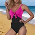 thumbnail image 5 of Atogsazn One Piece Swimsuit for Women Summer Tummy Control Bathing Suit High Waisted Cut Out Tie Front Swimwear Hot Pink M Fashion, 5 of 9