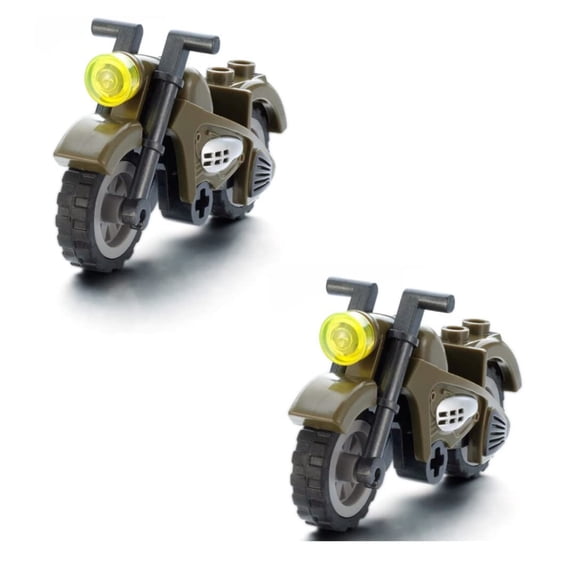 WWII Military Camo Green Motorcycle Building Blocks Set – Set of 2 | General Jim's Toys | GJ-2MMC