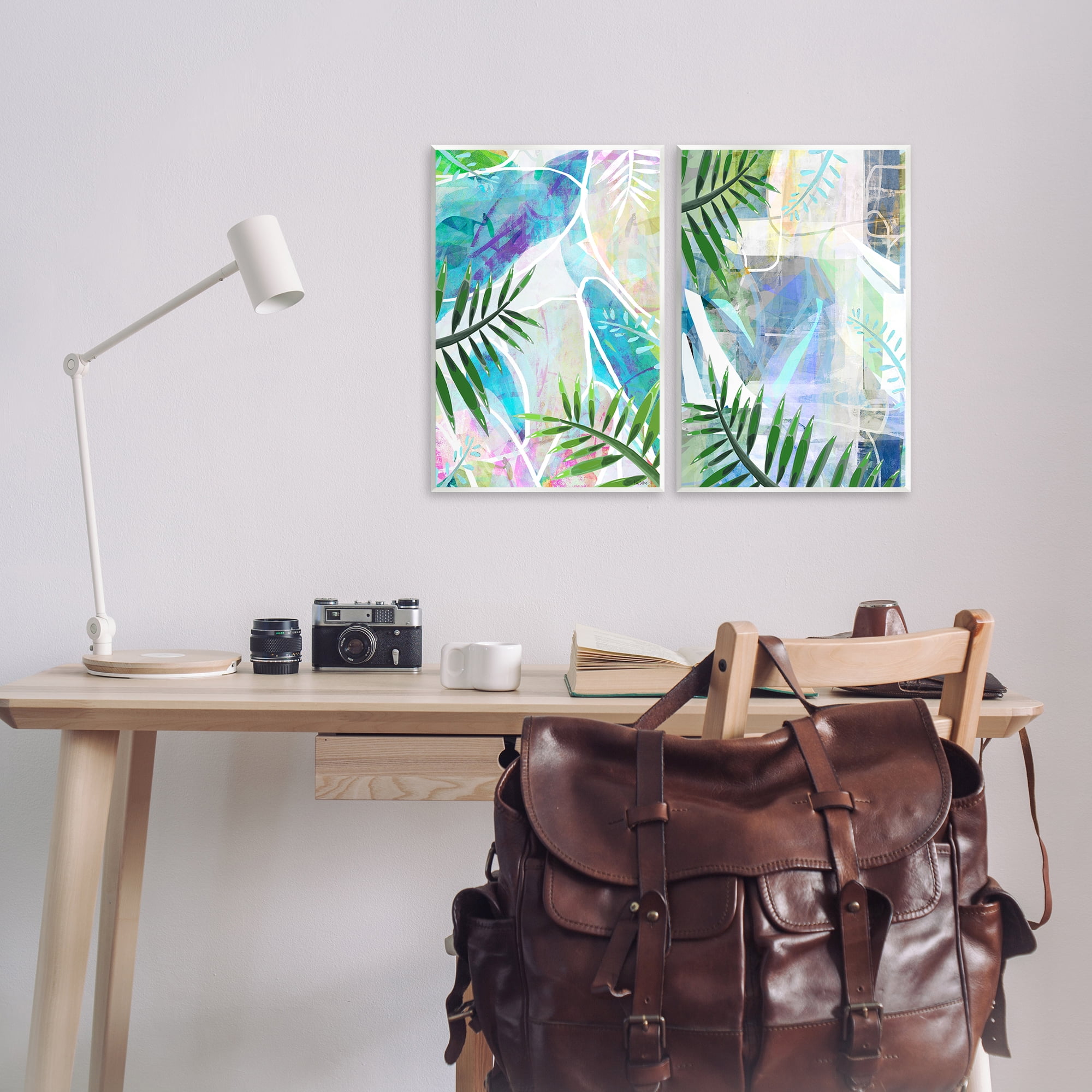 Stupell Industries Abstract Pastel Palm Shapes Plants & Flowers Painting Unframed Art Print Wall Art, 13 x 19, Set of 2