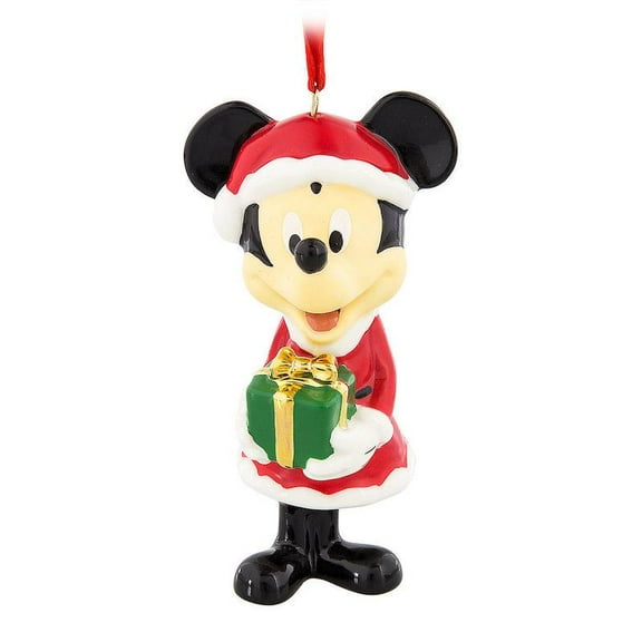 Disney Parks Mickey Santa Bell Porcelain Christmas Ornament New with Tags