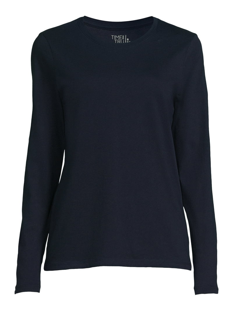 Time and Tru Women's Core Tee with Long Sleeves, Sizes S-3XL