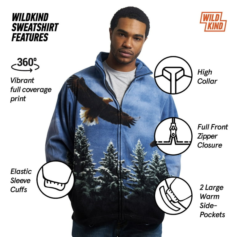 Men's Women's Sweater Jacket Full Zip Fleece American Eagle Sweatshirt  Wildkind - Walmart.com