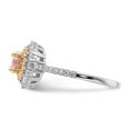 thumbnail image 6 of Auriga 925 Sterling Silver Rhodium-plated/Gold-tone Pink & White CZ R/C Ring for Women Size- 7, 6 of 6