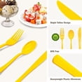 thumbnail image 6 of 150 Pack Yellow Plastic Silverware, Yellow Utensils Include 50 Plastic Forks 50 Spoons 50 Knives for Birthday Party, Wedding, Picnic, 6 of 7