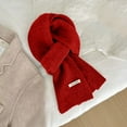thumbnail image 6 of Women's Solid Color Wool Blend Scarf, Short Length Lightweight Knit Wrap, Soft Warm Neck Warmer, Versatile Fashion Accessory, Casual Everyday Wear, Perfect Gift Idea - Red, 6 of 6