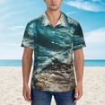 thumbnail image 2 of Gaeub Blue Ocean Waves Print Men's Hawaiian Shirt,Button Down Short Sleeves Shirts,Tropical Beach Casual Button Down Shirts,Large, 2 of 7