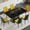 Table+6 Orange&Gray Chairs, variant on JUFU 63" Black Faux Marble Dining Table Set, Modern 5-Piece Dining Set with White PU Leather Chairs and Gold Metal Legs for Kitchen, Dining Room, Living Room