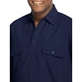 thumbnail image 2 of Harbor Bay by DXL Big and Tall Men's Long-Sleeve Mesh Panel Banded-Bottom Shirt, Navy, 6XL, 2 of 5