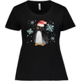 thumbnail image 3 of Inktastic Christmas Penguin in Red Santa Hat with Snowflakes Women's Plus Size T-Shirt, 3 of 5