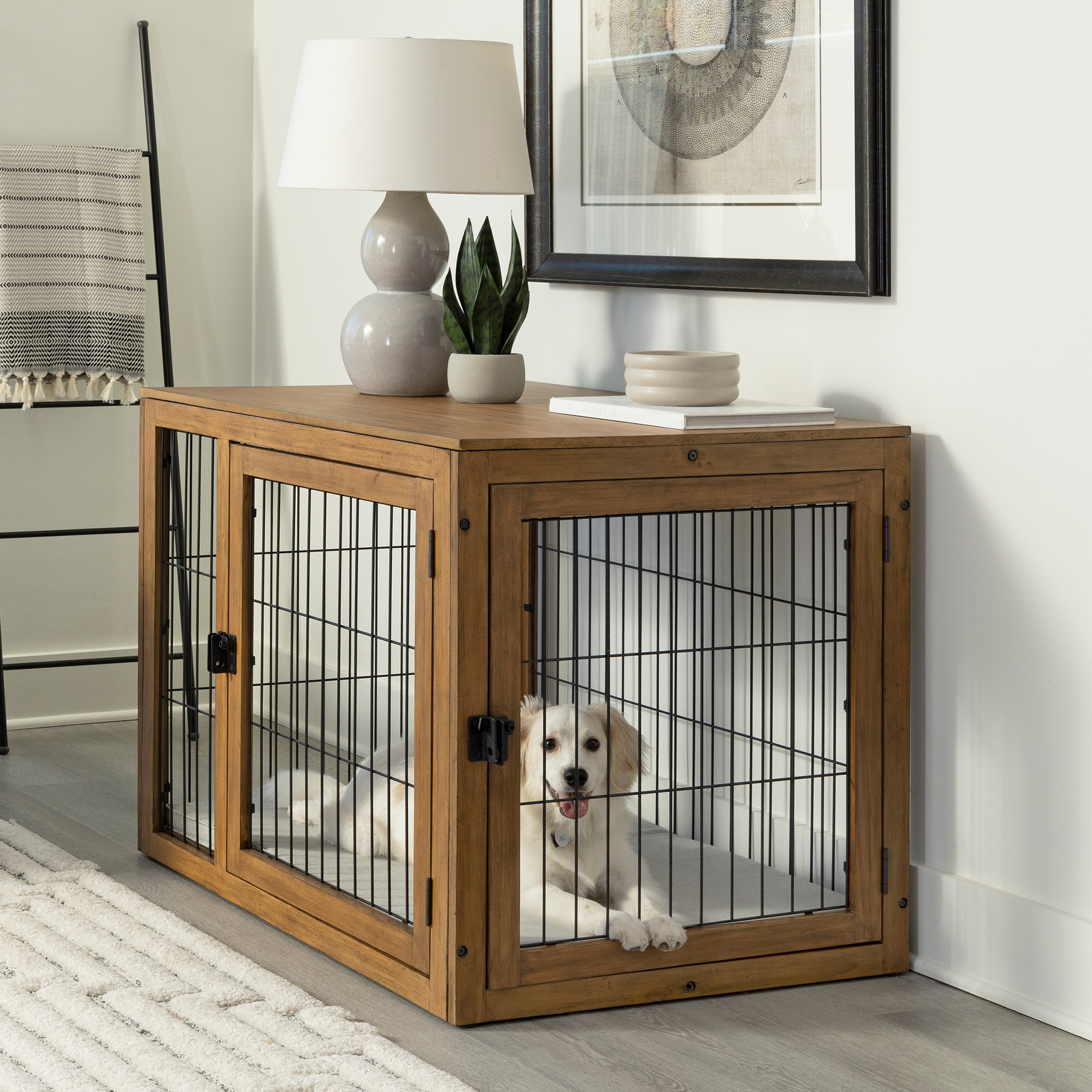 PETMAKER Furniture-Style 2-Door Crate for Dogs with Cushion