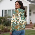 thumbnail image 4 of DISNIMO Butterfly Floral Printed Womens Zip Up Hoodies Long Sleeve Hooded Jackets Casual Ladies Hooded Tops with Pockets, 2XL, 4 of 6